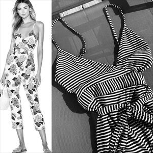 ACACIA - Silk Brentwood Jumpsuit in Timeless Stripe - S